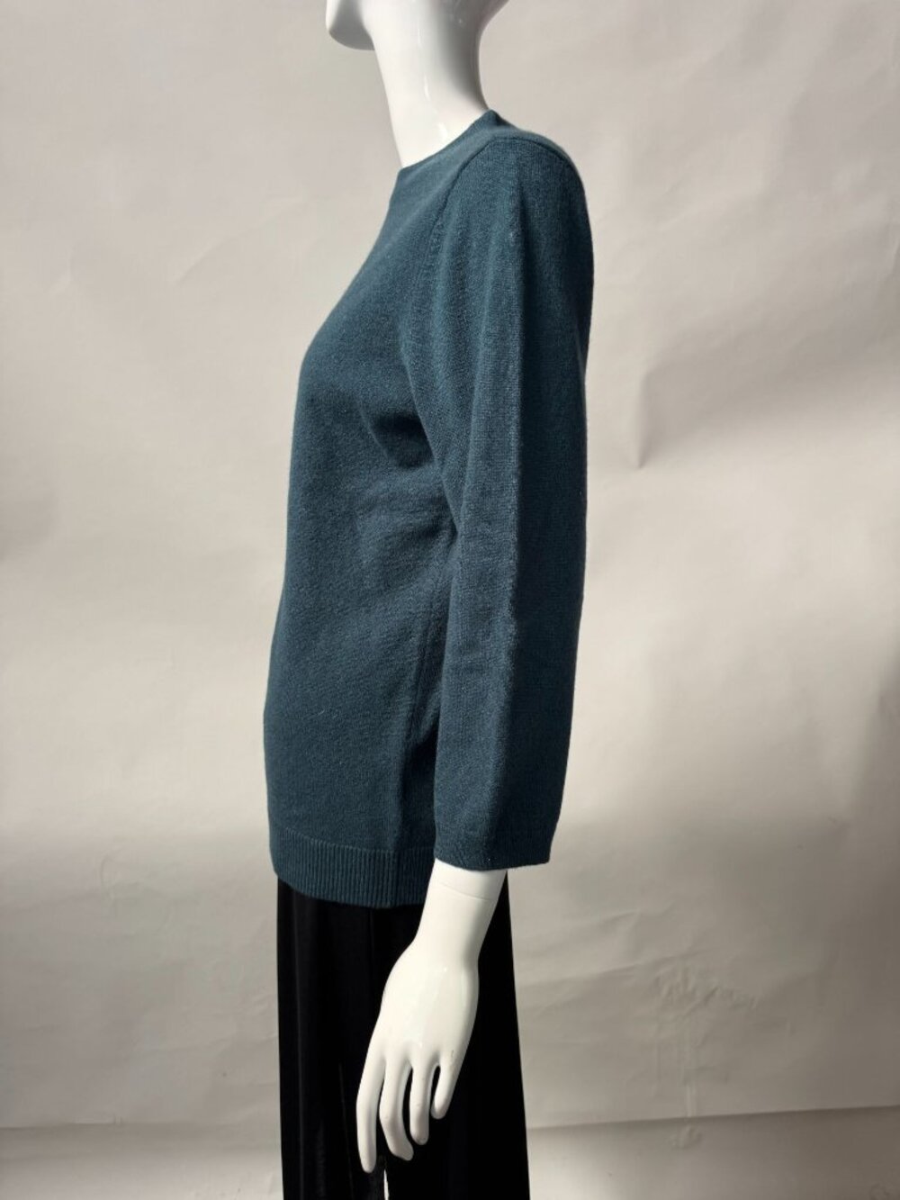 Talbots 100% Cashmere Teal 3/4 Sleeve Lightweight Sweater Womens Size L - Picture 3 of 16